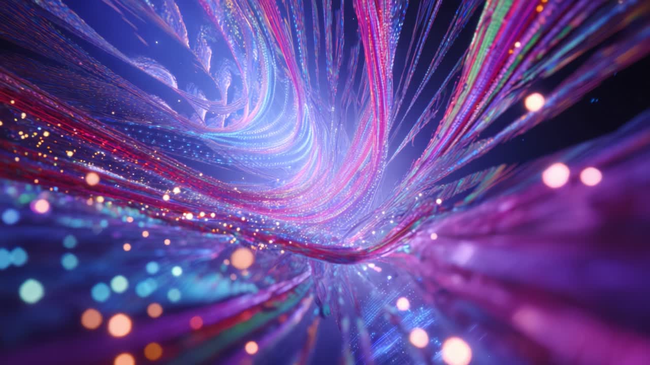 A mesmerizing journey through a dynamic digital landscape, filled with vibrant colors and intricate patterns that create an immersive visual experience, showcasing the beauty of abstract art