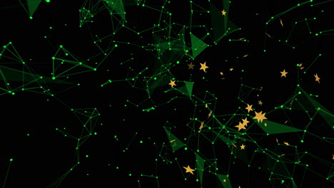 Animation of glowing stars and geometric network creating abstract digital pattern