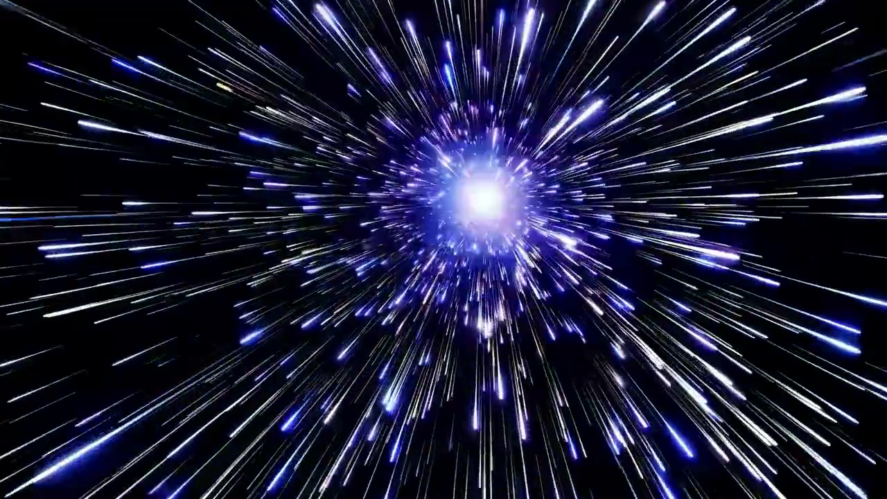 Strisce di luce astratte che sfrecciano attraverso un tunnel cosmico