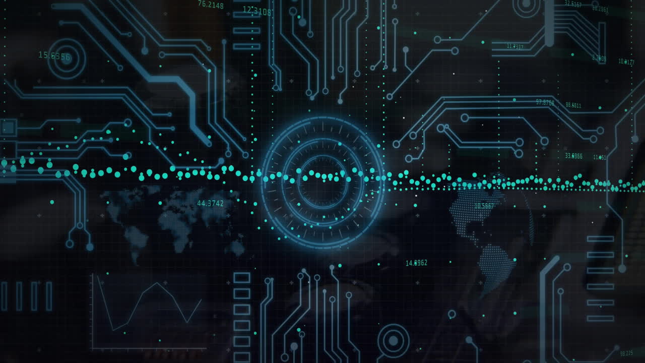 Animation of digital data processing over computer circuit board
