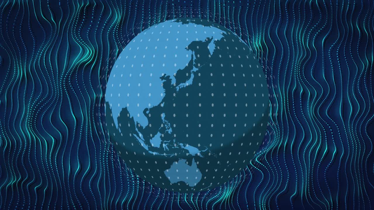 Animation of globe with spots over shapes moving