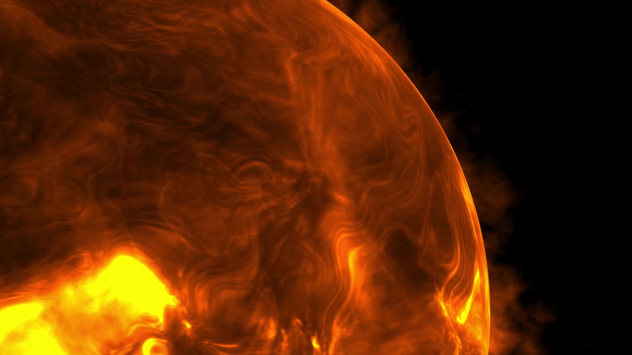 Intensi brillamenti solari sulla superficie incandescente del sole