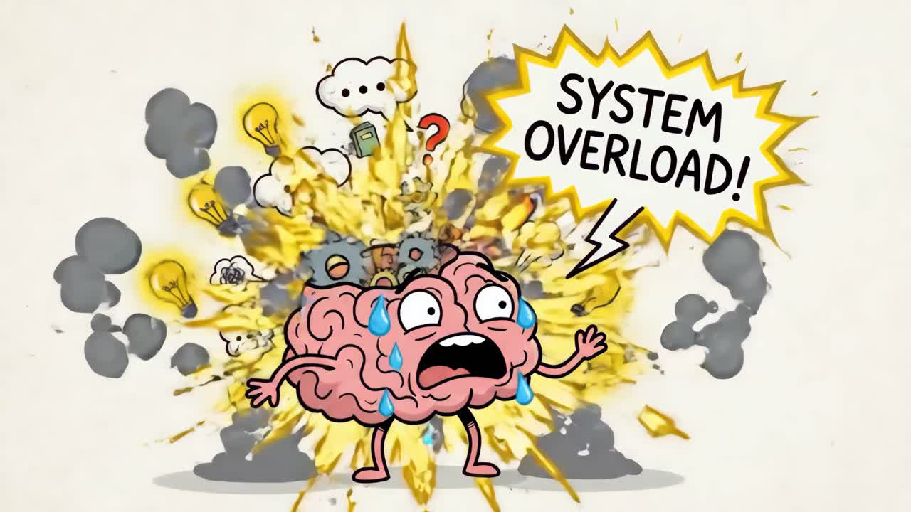System Overload: Cartoon Brain Illustration