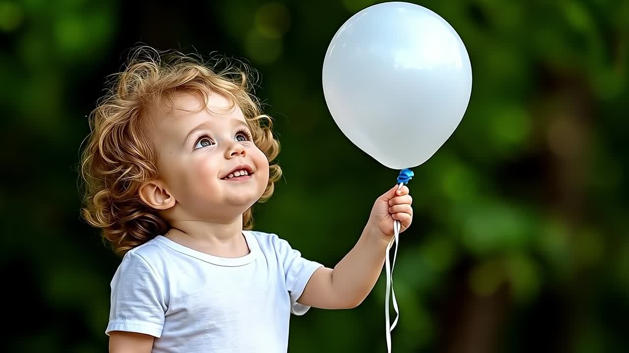 Una bambina che tiene in mano un palloncino bianco