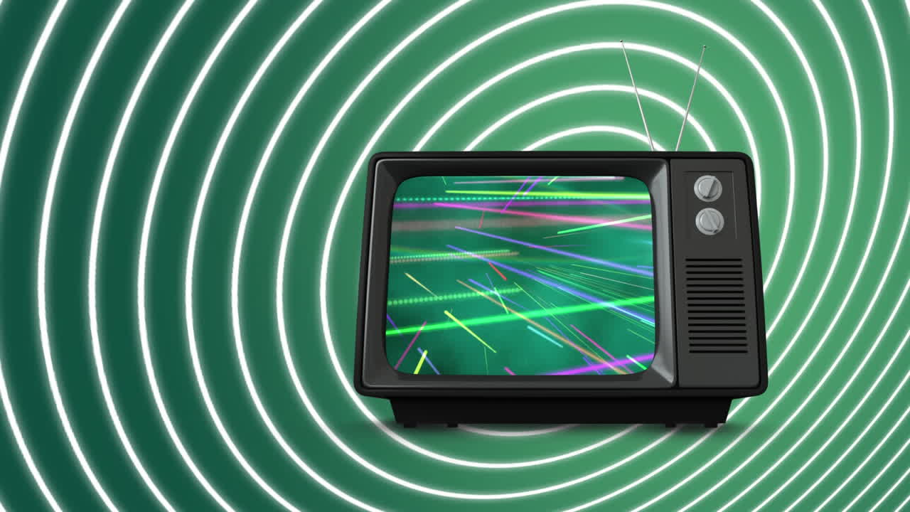 나선형 배경에 빛의  ⁇ 을 가진 텔레비전