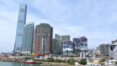 cityscape with skyscrapers and construction activity