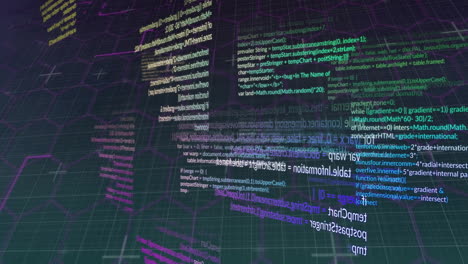 animation of data processing over hexagons moving