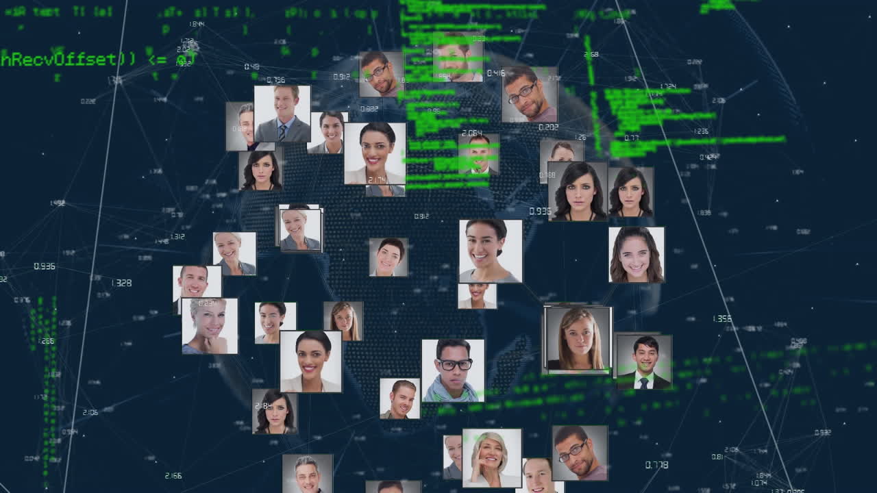 conexiones de microprocesadores en todo el mundo de iconos de perfil de negocios y procesamiento de datos