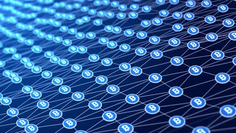 3d 4k bitcoin blockchain cryptocurrency digital encryption global network loop background,