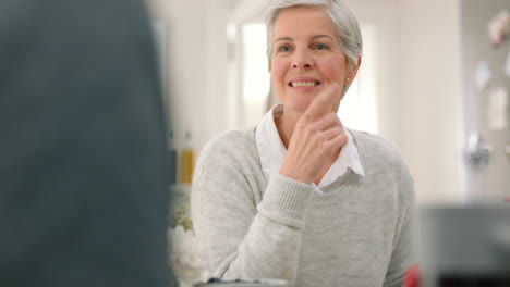 Happy,-flirting-and-smiling-senior-woman-on-date