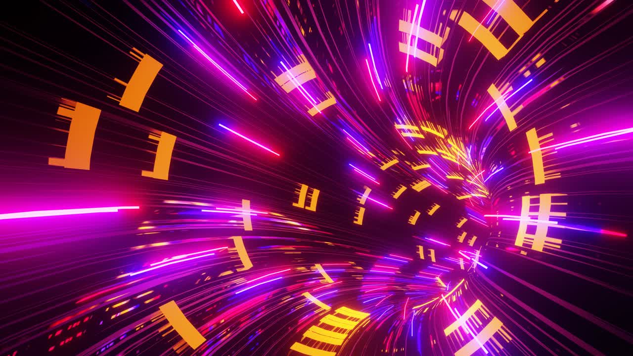 brillo neon iper-salto attraverso il tunnel nell'abisso