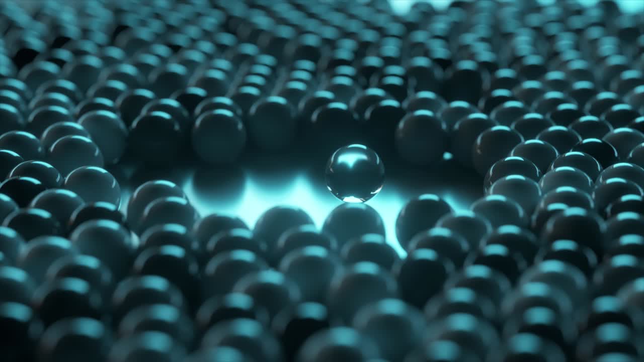 하나의 유리 구를 둘러싼 동적 유리 구의 배열: 사회적 개념, 3d 애니메이션