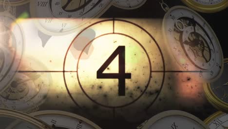 animation of new year's eve countdown over vintage watches