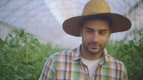 farmer in a greenhouse