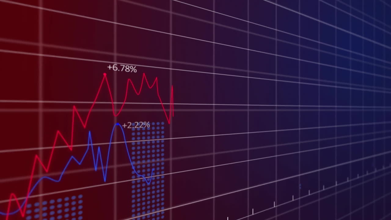 Animation of data processing and diagrams over black background