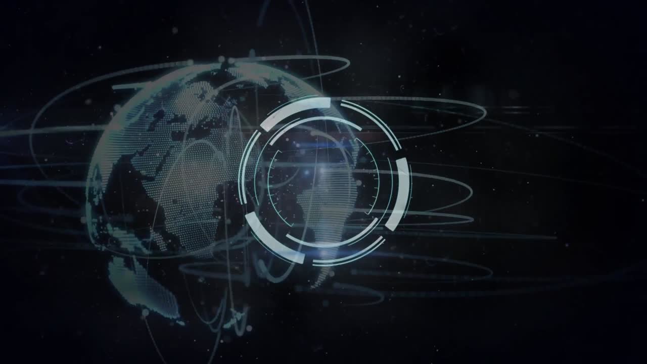 Animation of scope scanning over globe with network of connections
