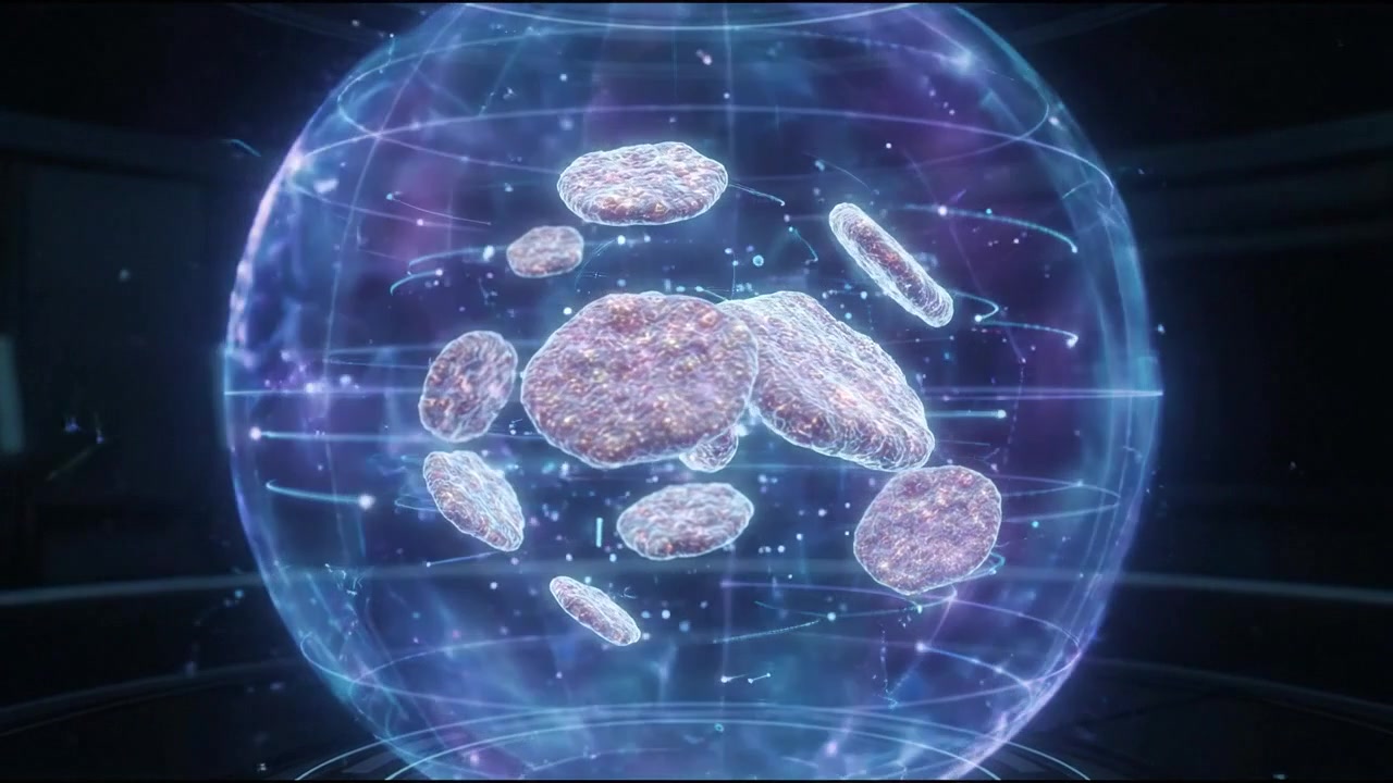 Hologram av mikroskopisk sfærisk celleorganell i cellebiologi