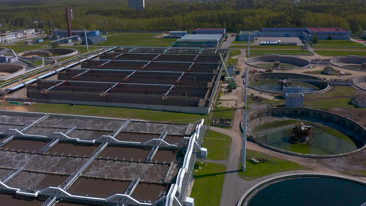 Aerial view of treatment facilities. Pumping station and drinking water supply.
