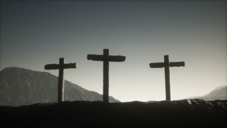 wooden crucifix cross at mountain