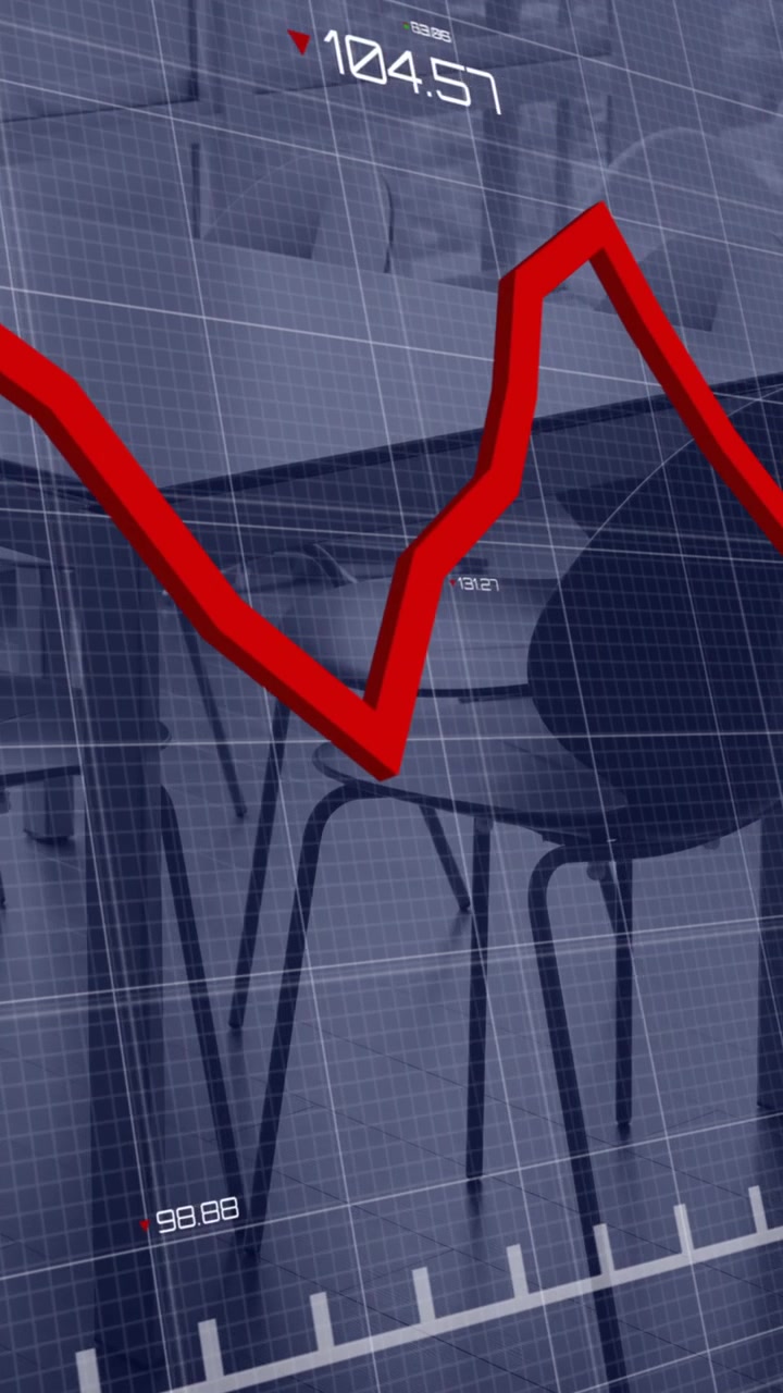 Animation of red line and data processing over office