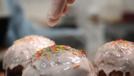 preparing easter bread with sprinkles