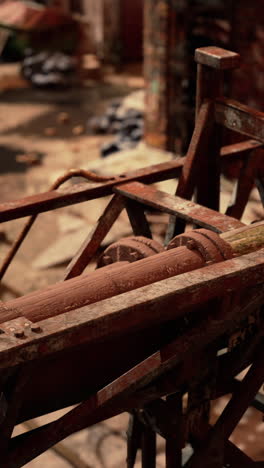 close up of rusty metal machine