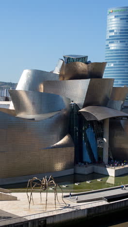 barcelona - spain - june 12 2024 : view of the guggenheim museum in bilbao, spain in vertical