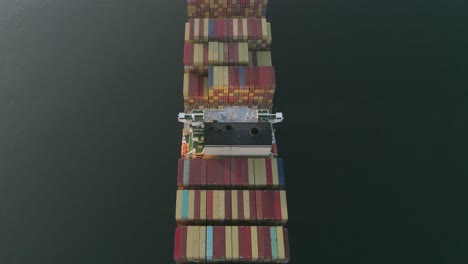 slow aerial flyover of a cargo ship.