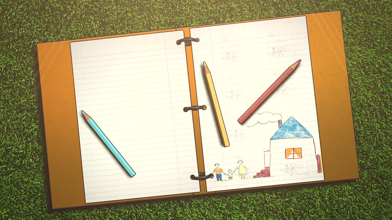 노트북 및 연필 학교 배경 2와 아이 배경의 근접 촬영