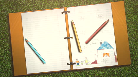 closeup of kids background with notebook and pencil school background 2