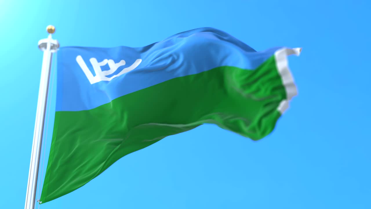 bandera del distrito autónomo de khanty-mansi, rusia. bucle