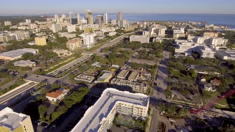 4k aerial drone video of waterfront skyline of downtown st