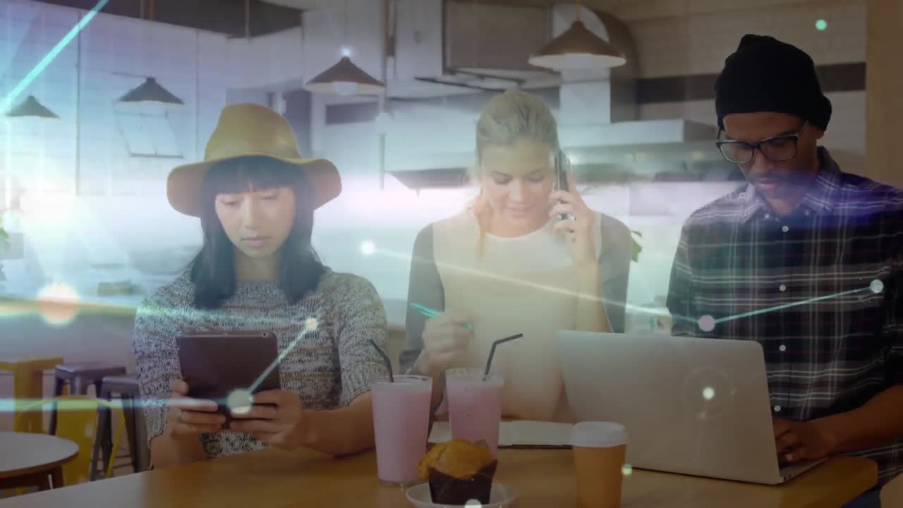 전자 장치를 사용하는 사무실 동료들에 대한 연결 네트워크