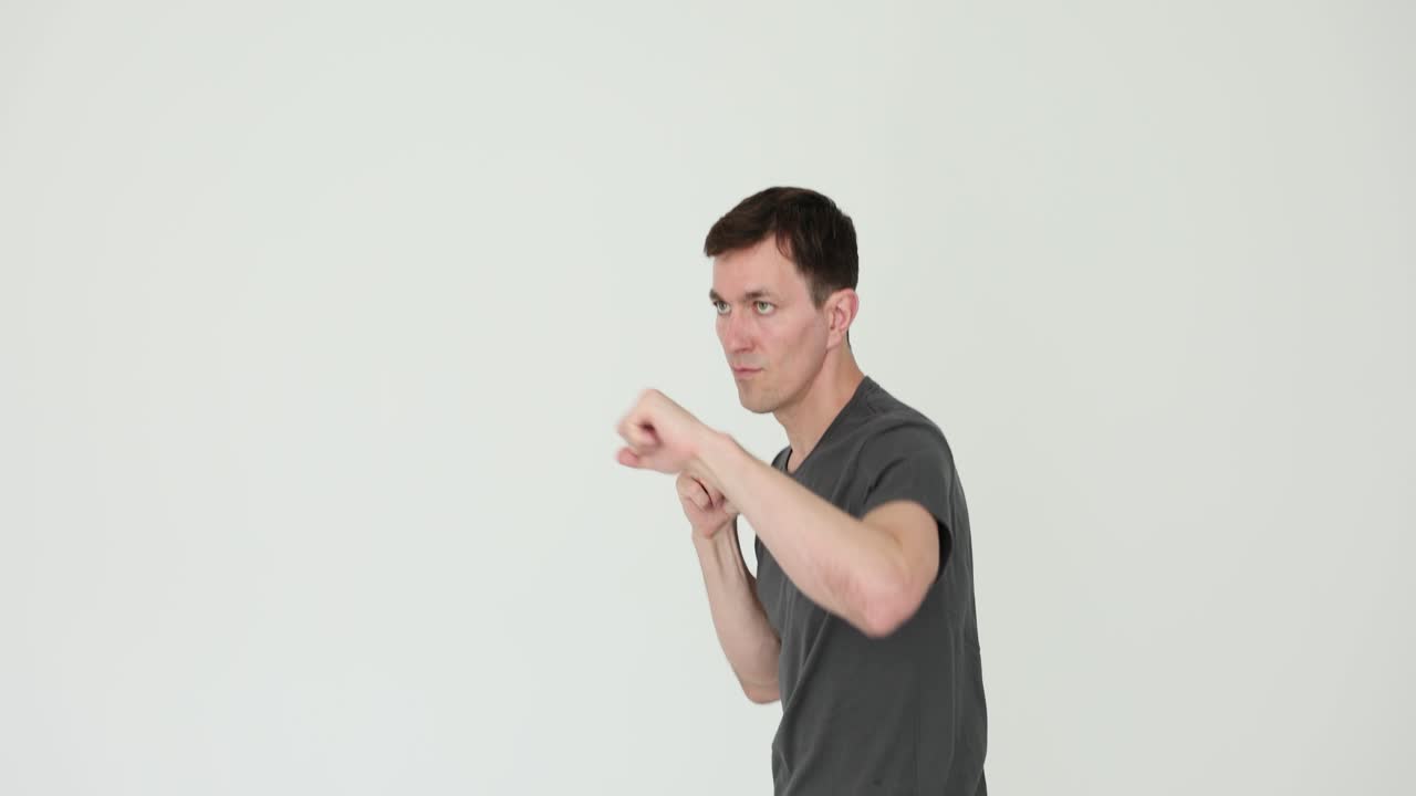 권투 자세 의 남자