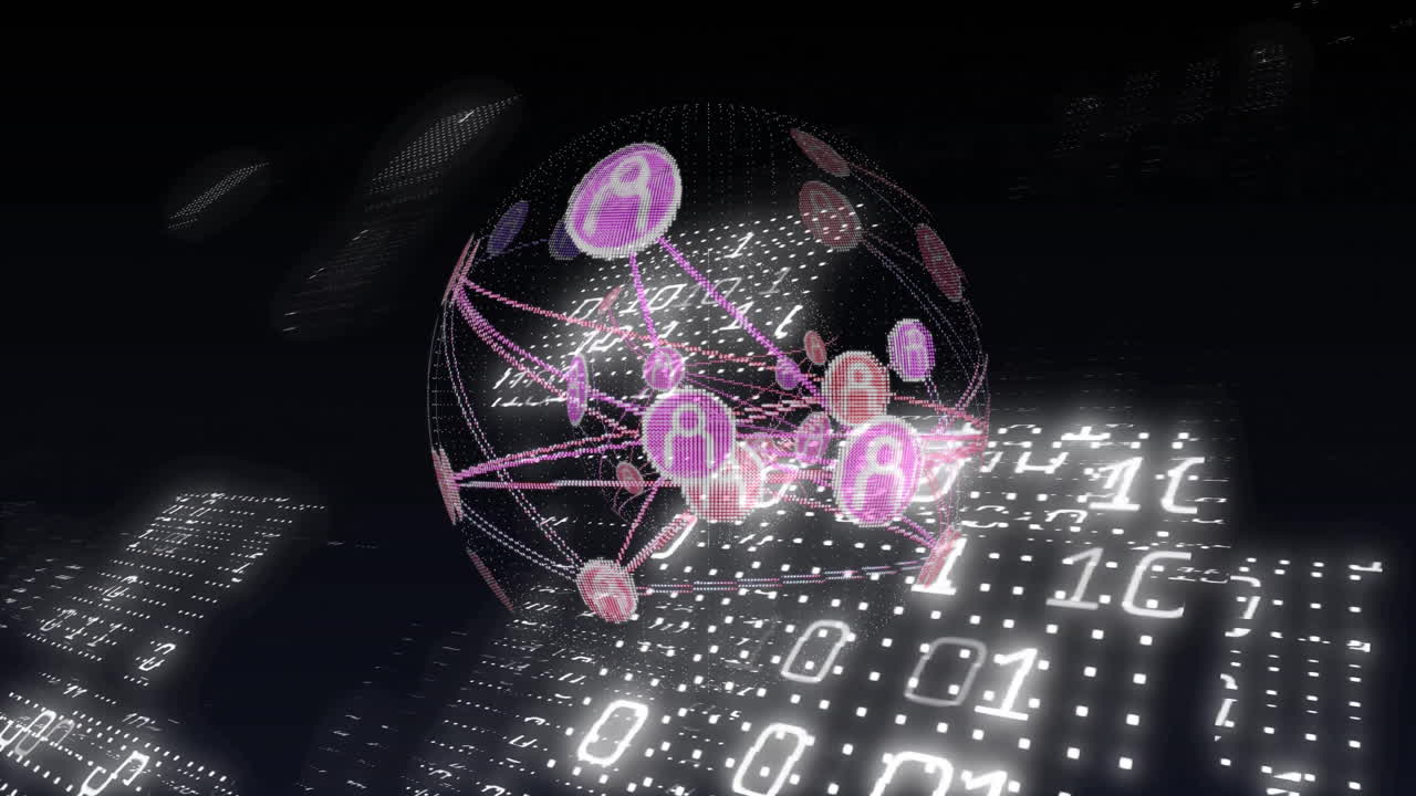 이진 코딩을 통한 아이콘으로 연결 네트워크의 애니메이션