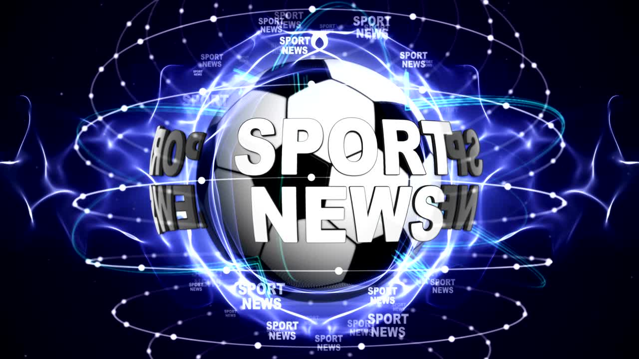 noticias deportivas, y bolas deportivas, pantalla verde, fondo, renderización, animación, bucle