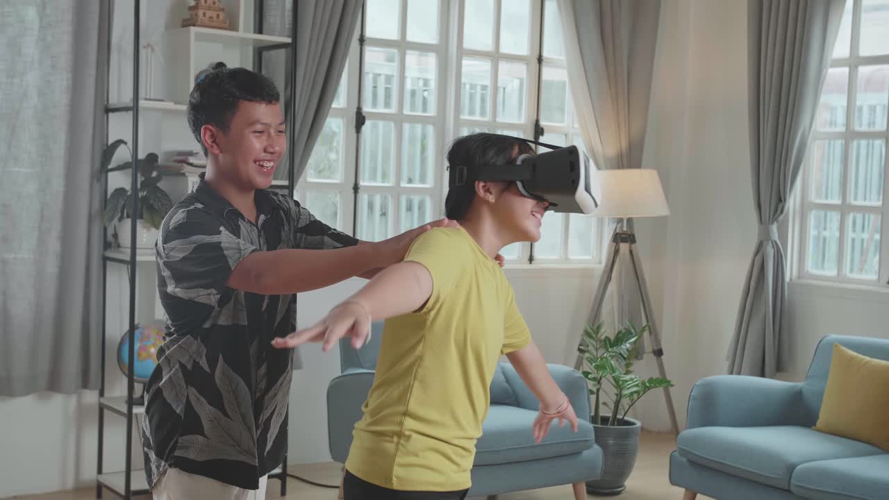 Brothers Playing Virtual Reality Game