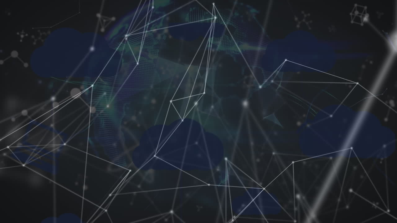 Animation of network of connections with molecules over globe