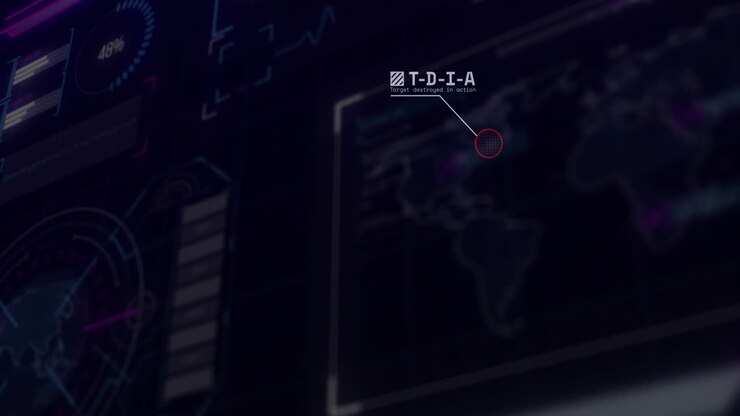 Target detection highlighting text animation over digital interface with red circle