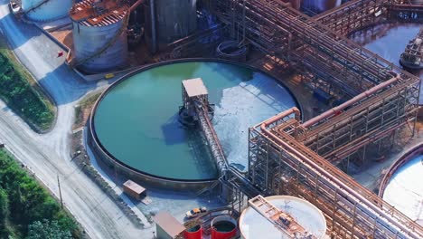 aerial orbit water tank with chemical waste water at gold refinery plant