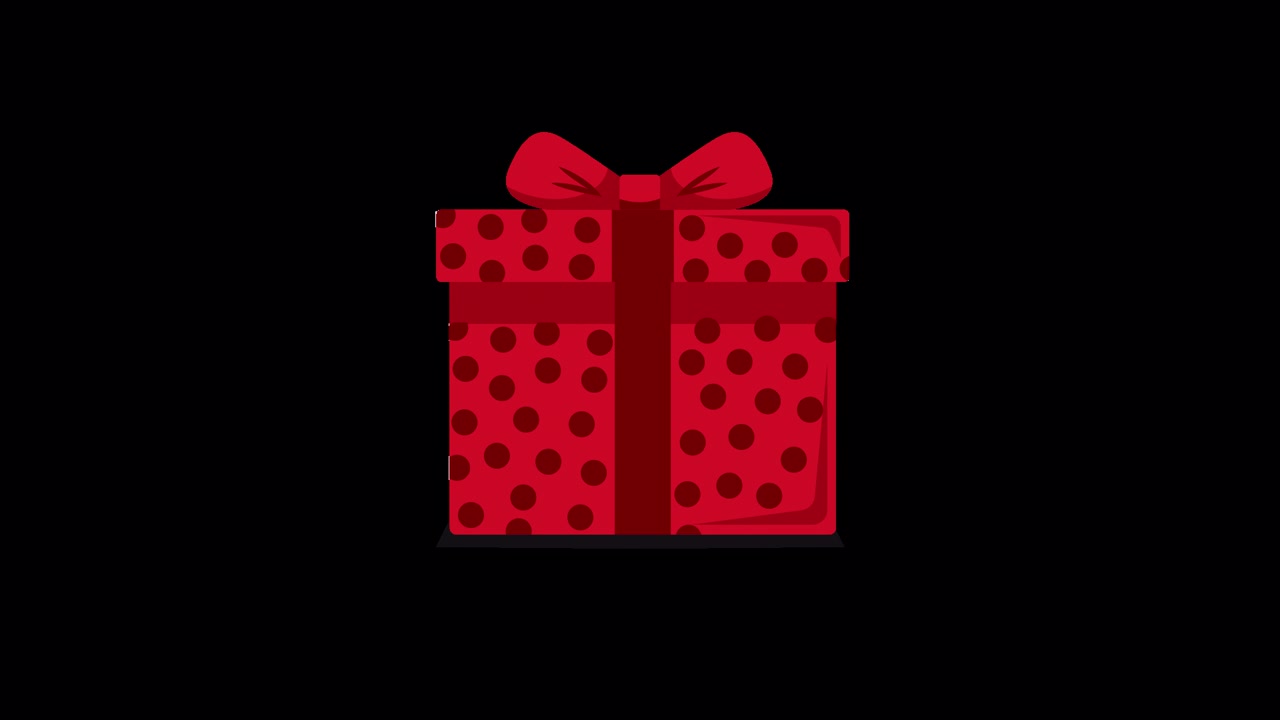 Scatola Regalo Animata Rossa a Pois con Nastro e Fiocco