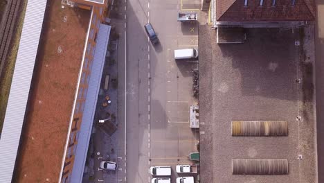 Top-down-view-of-a-Lattich-Building,-Sankt-Gallen,-Switzerland