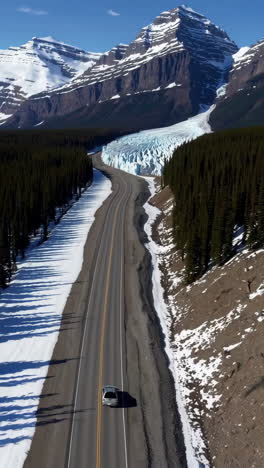scenic highway through glacier and mountain landscape