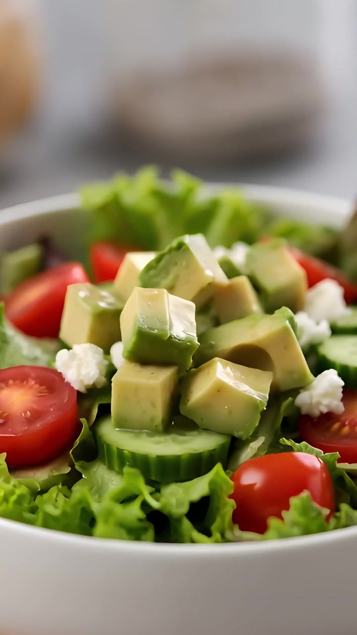 Frisk sund salat på sløret baggrund 4K