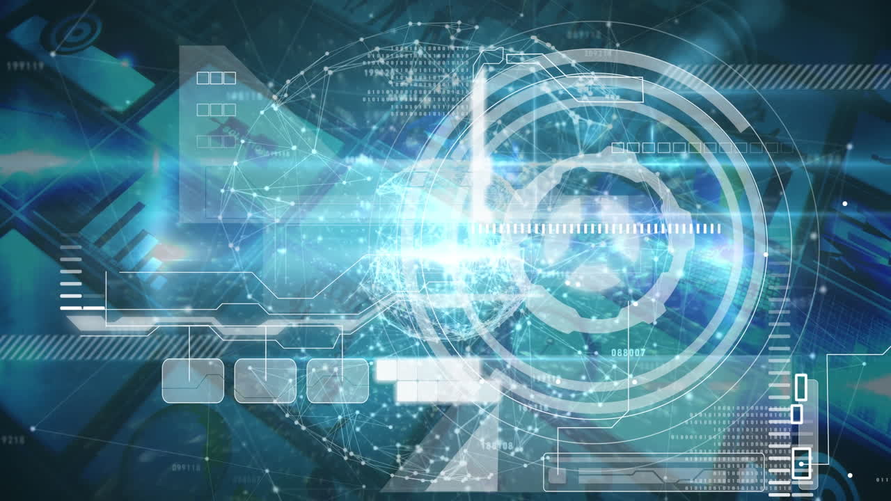 디지털 스크린에서 데이터 처리의 애니메이션