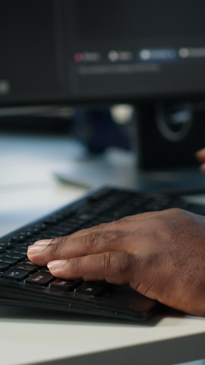 Close-up of Developer Hands Typing Code on Computer Keyboard