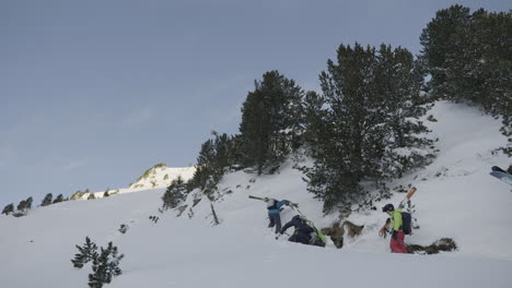 ski tour in snowy mountains