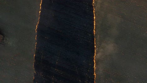 aerial view of a field fire