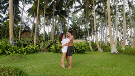 couple hugging outdoors