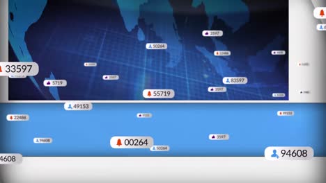 animación de iconos de medios y cardiógrafo en todo el mundo